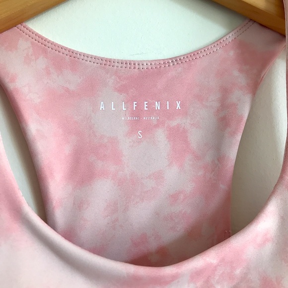 ALL FENIX x ANTHROPOLOGIE BLUSH PINK TIE DYE MOISTURE WICK LONG BRA SIZE MEDIUM - Picture 8 of 14